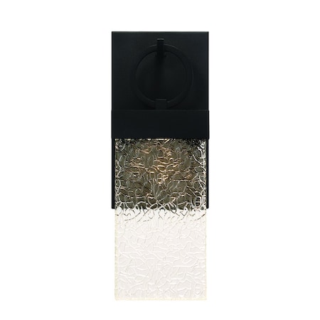 Vasso Modern 20 Rectangular Outdoor LED Wall Sconce, Satin Black/Texture Press Glass
